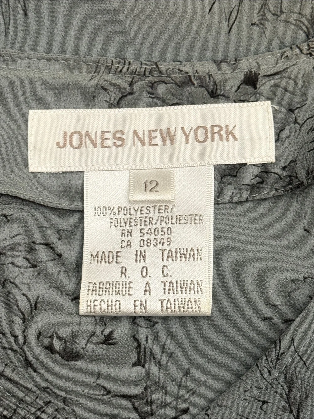 Jones New York Floral Blouse Women's Long Sleeve Button Front Career Top Sz 12